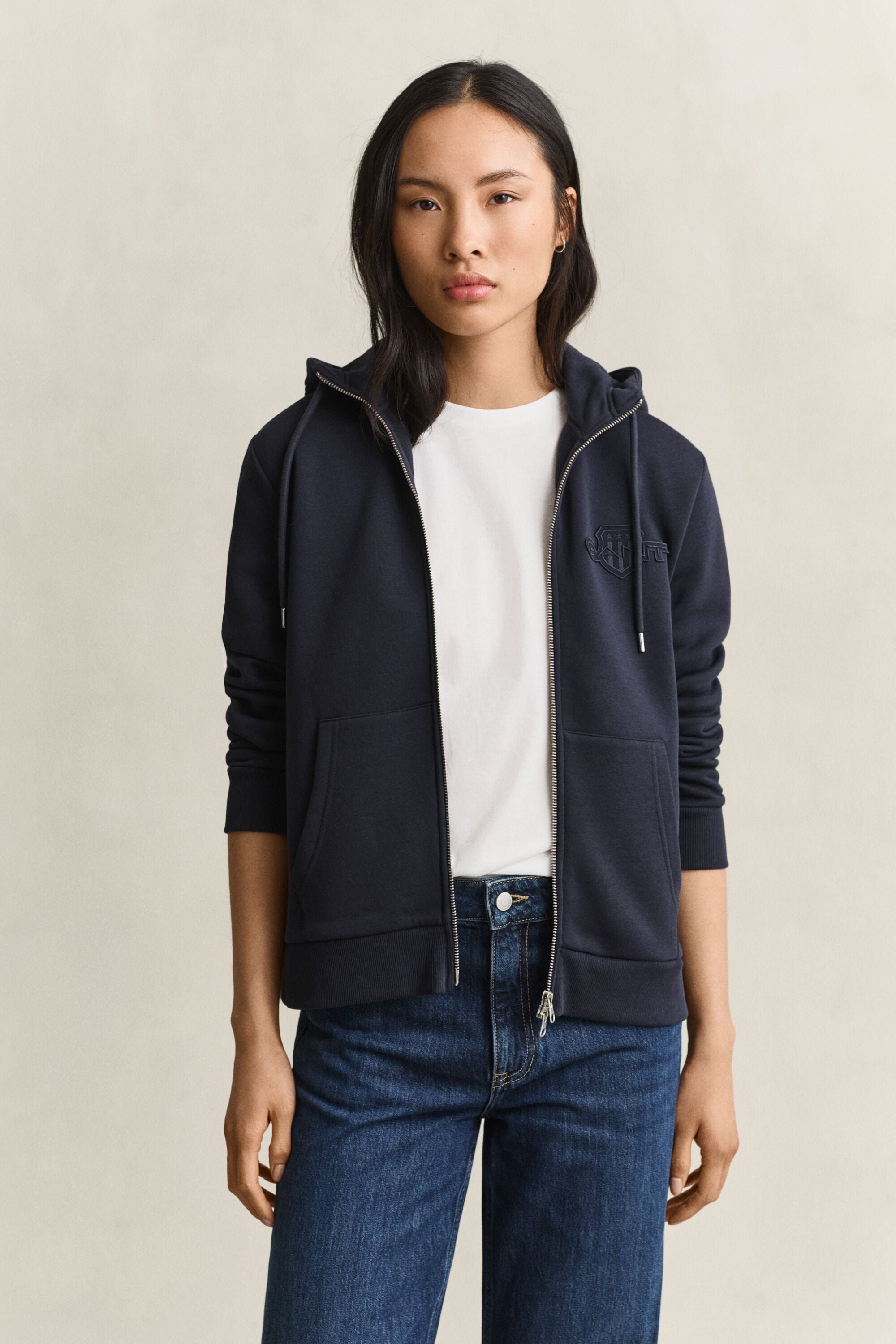 Tonal Shield Zip Hoodie