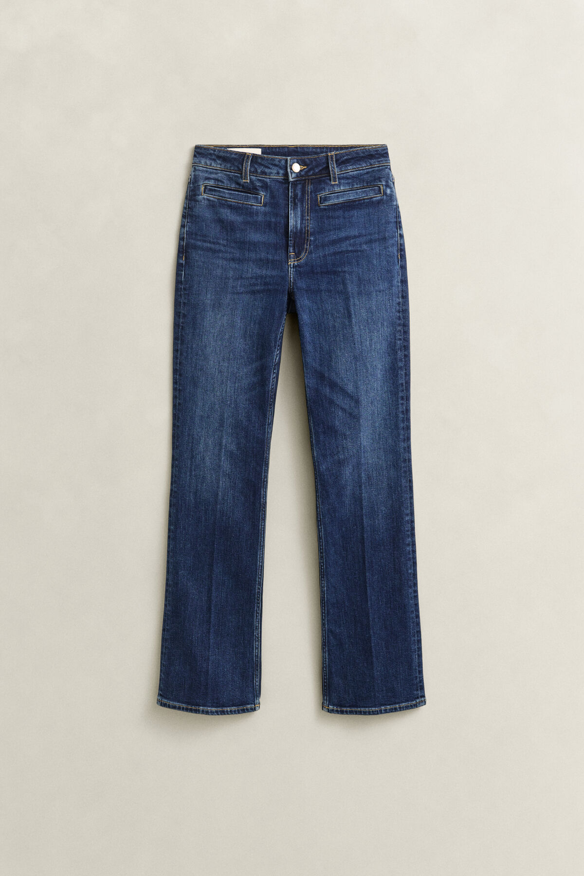 Monogram Flared Jeans — DARK BLUE WORN IN