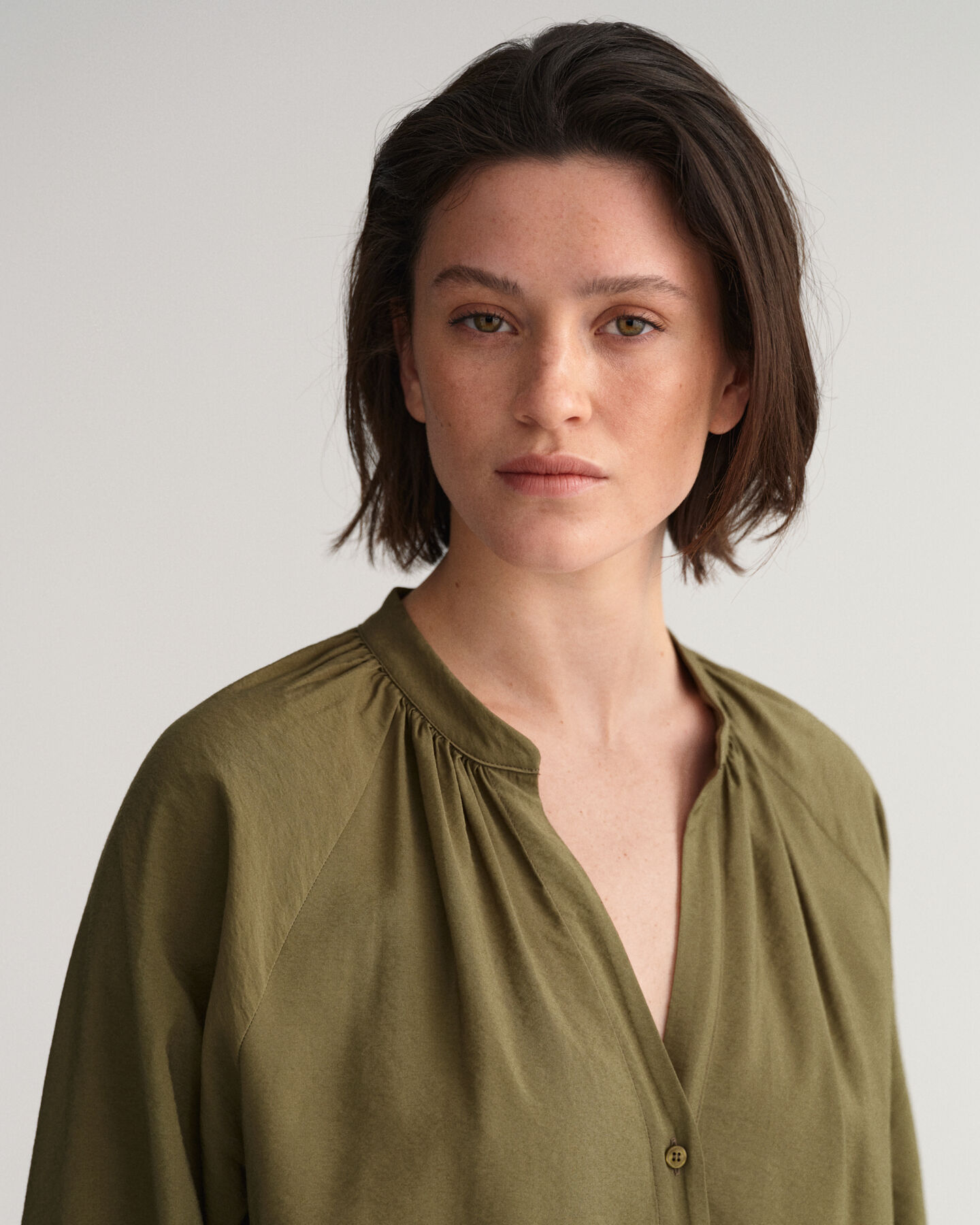 Stand Collar Shirt Dress