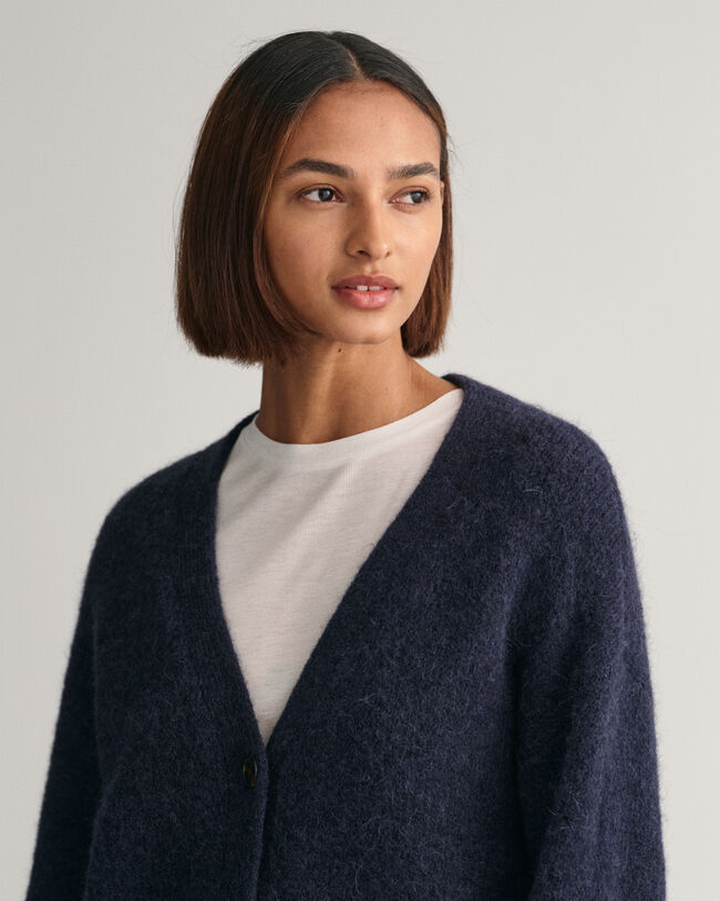 Hairy Textured V-Neck Cardigan