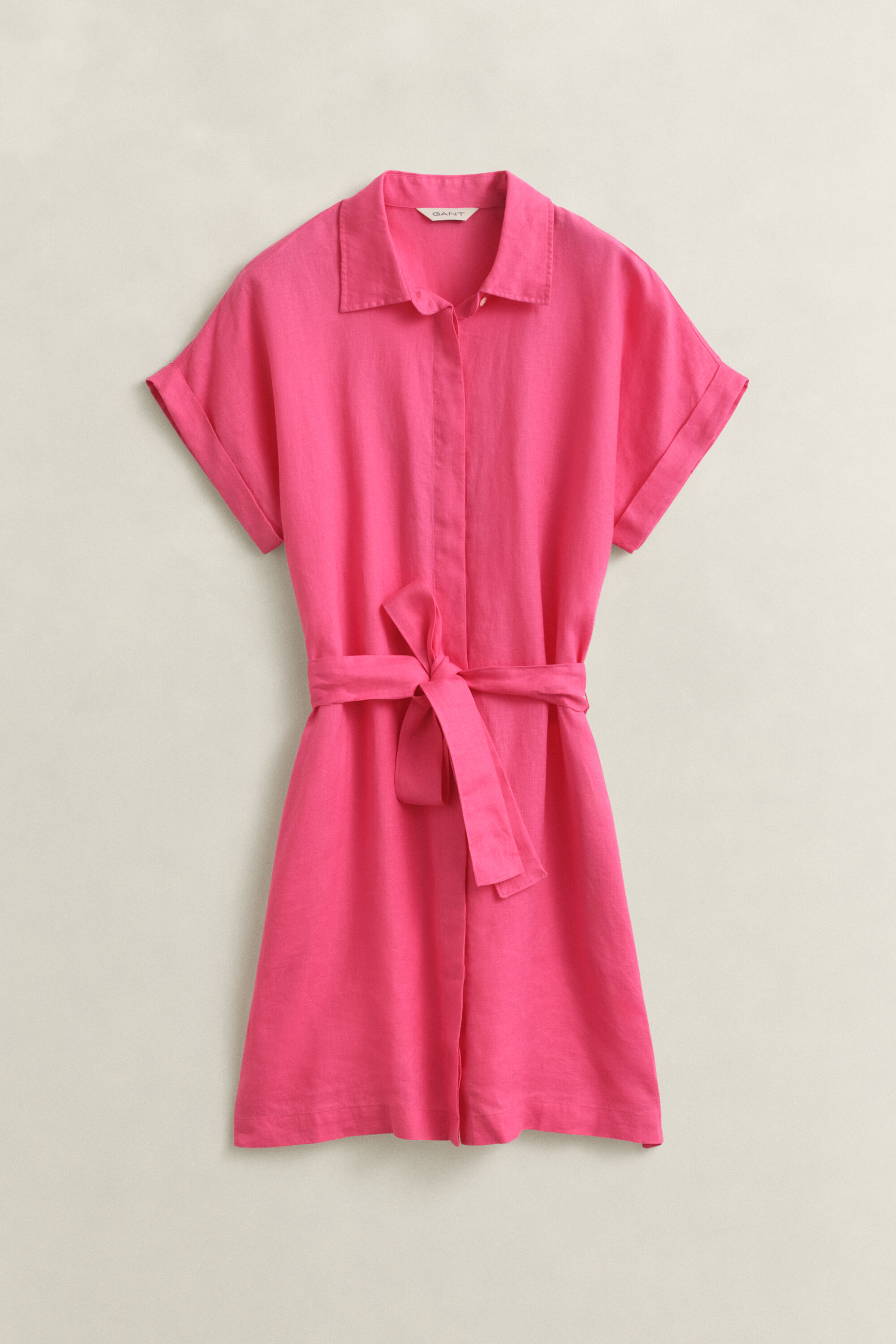 Linen Cap Sleeve Shirt Dress