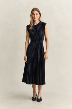 Pleated Belted Dress — EVENING BLUE 6