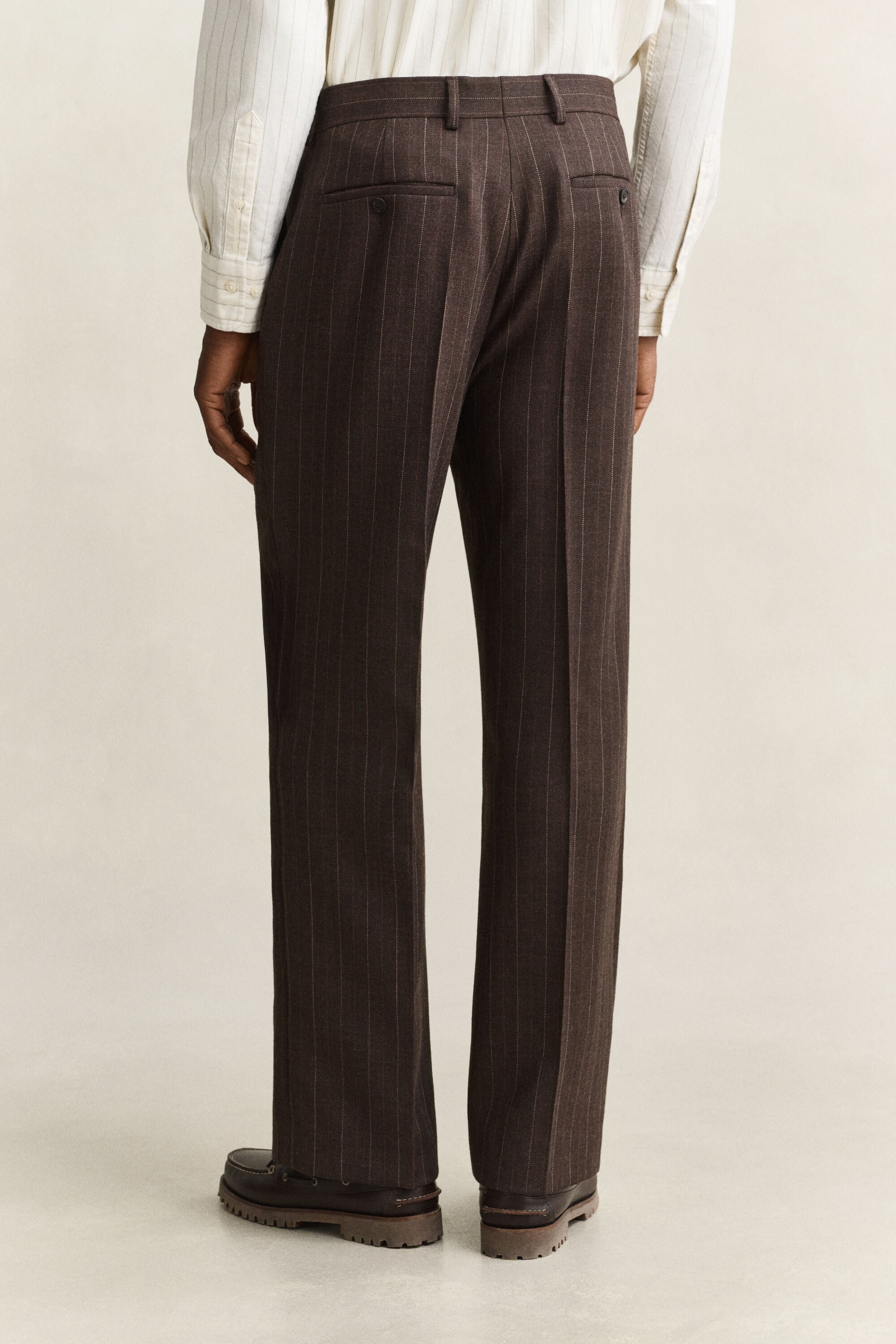Wool Pinstriped Suit Pants