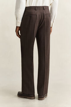 Wool Pinstriped Suit Pants — SHADOW BROWN 2