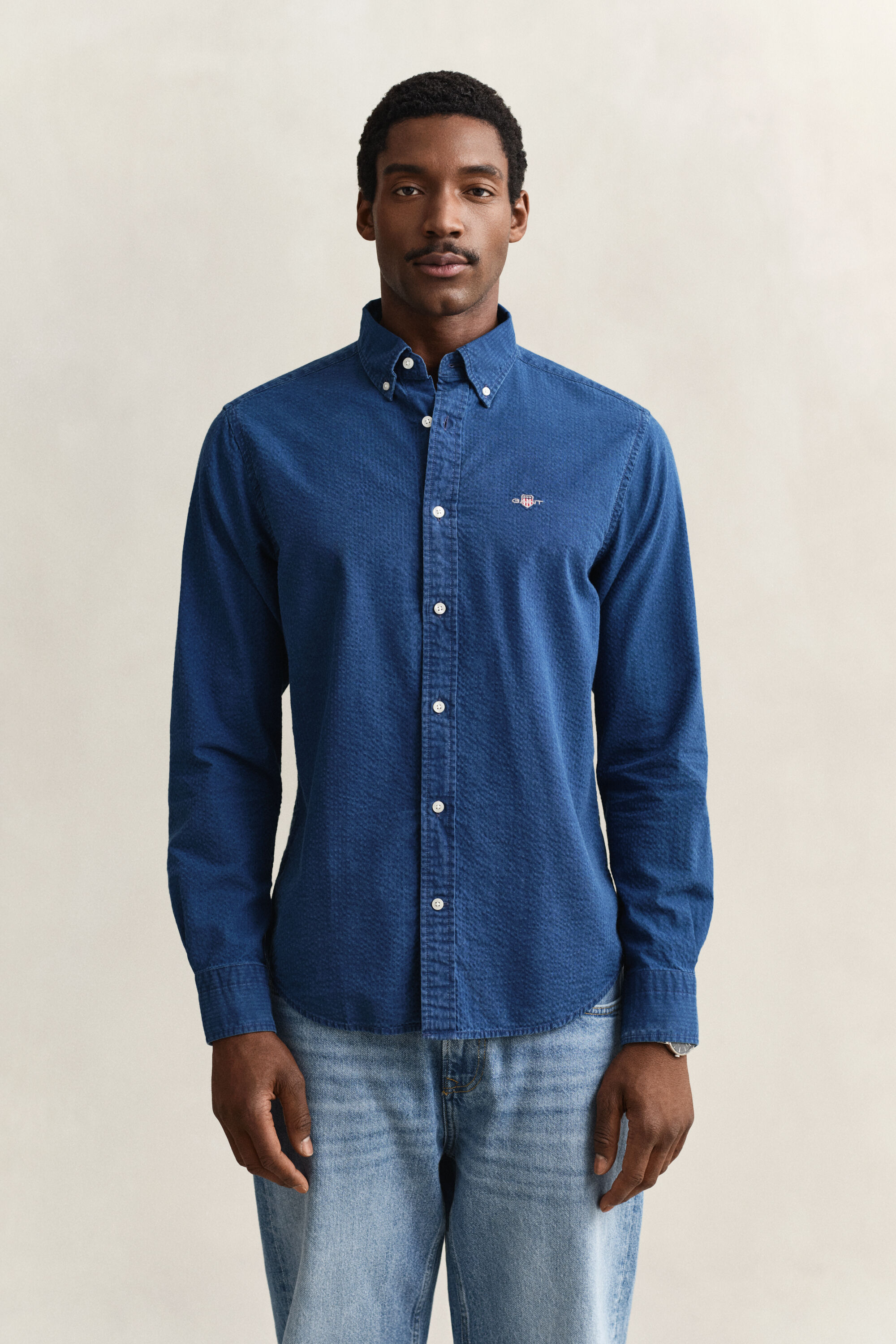 Indigo Seersucker Shirt