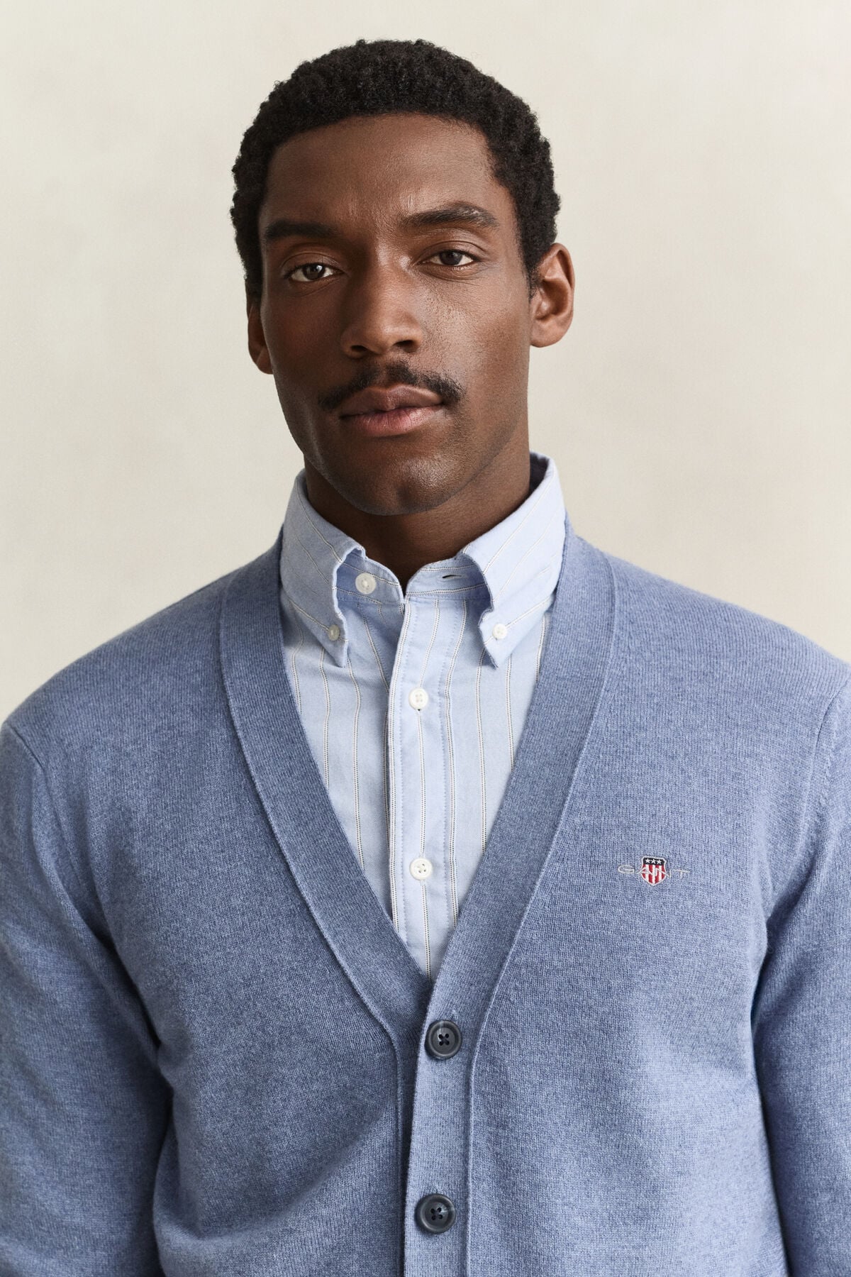 Lambswool V-Neck Cardigan — BLUE HORIZON