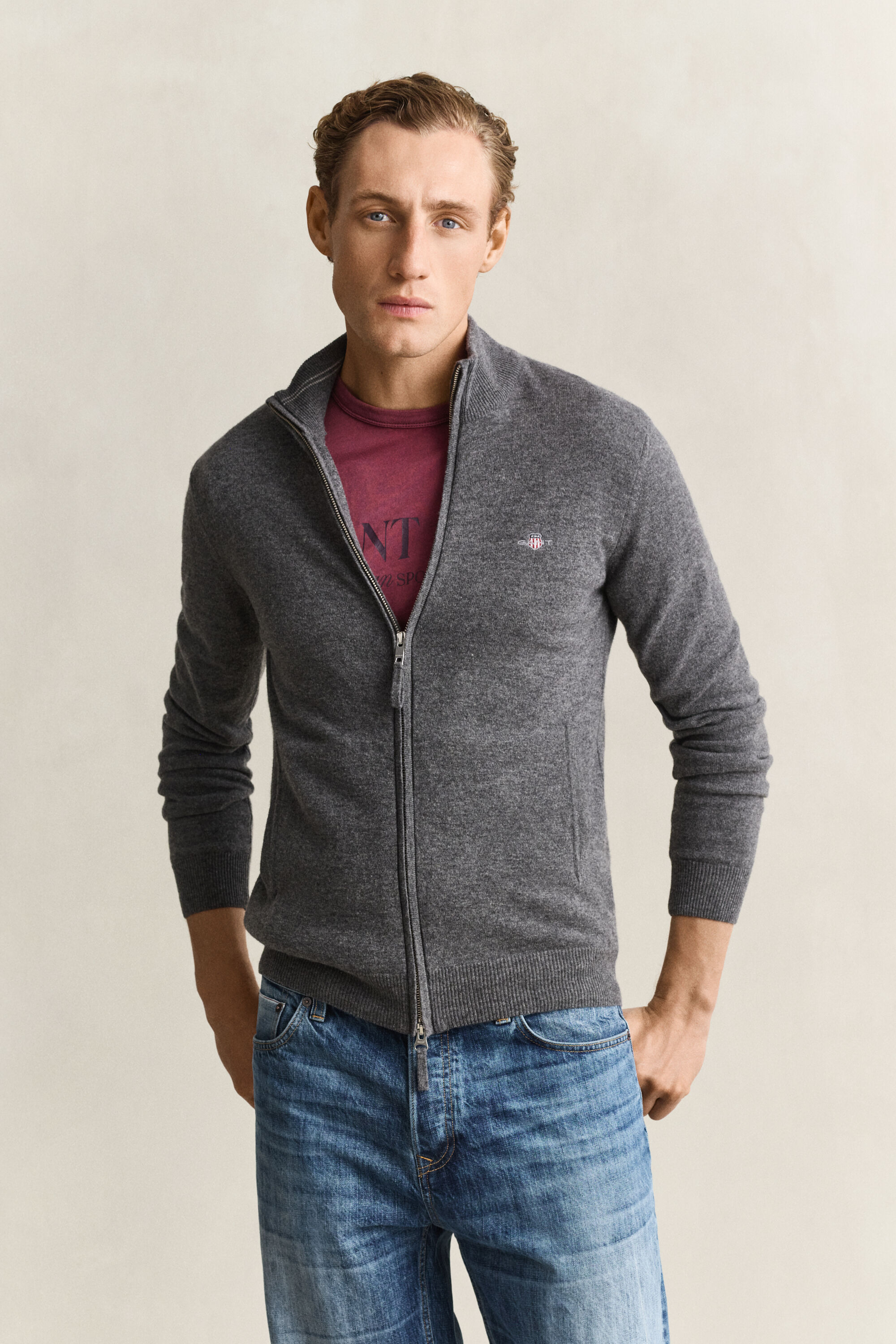 Lambswool Zip Cardigan