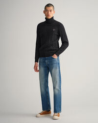 Cotton Cable Turtleneck Sweater