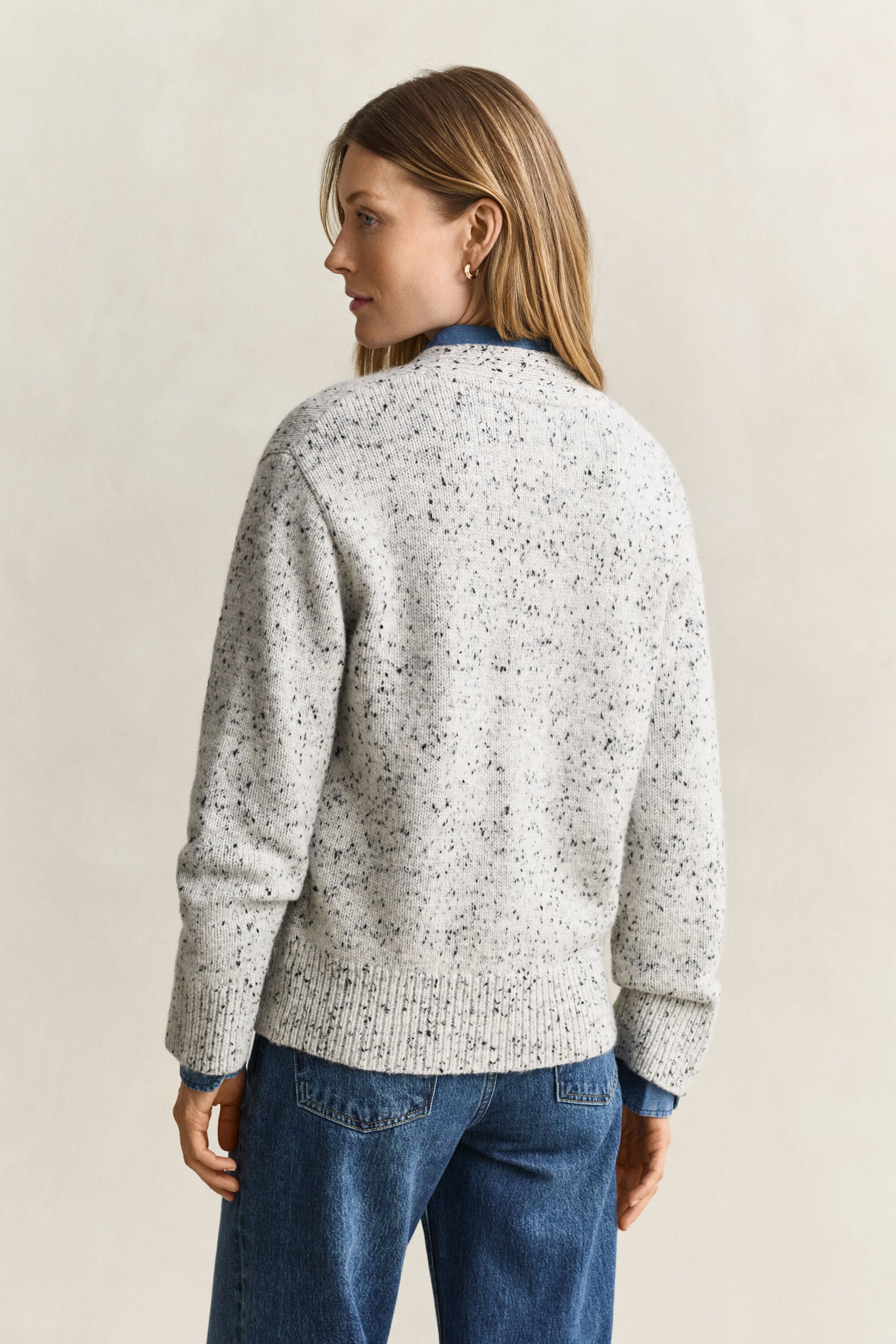Wool Blend Nepps Cardigan