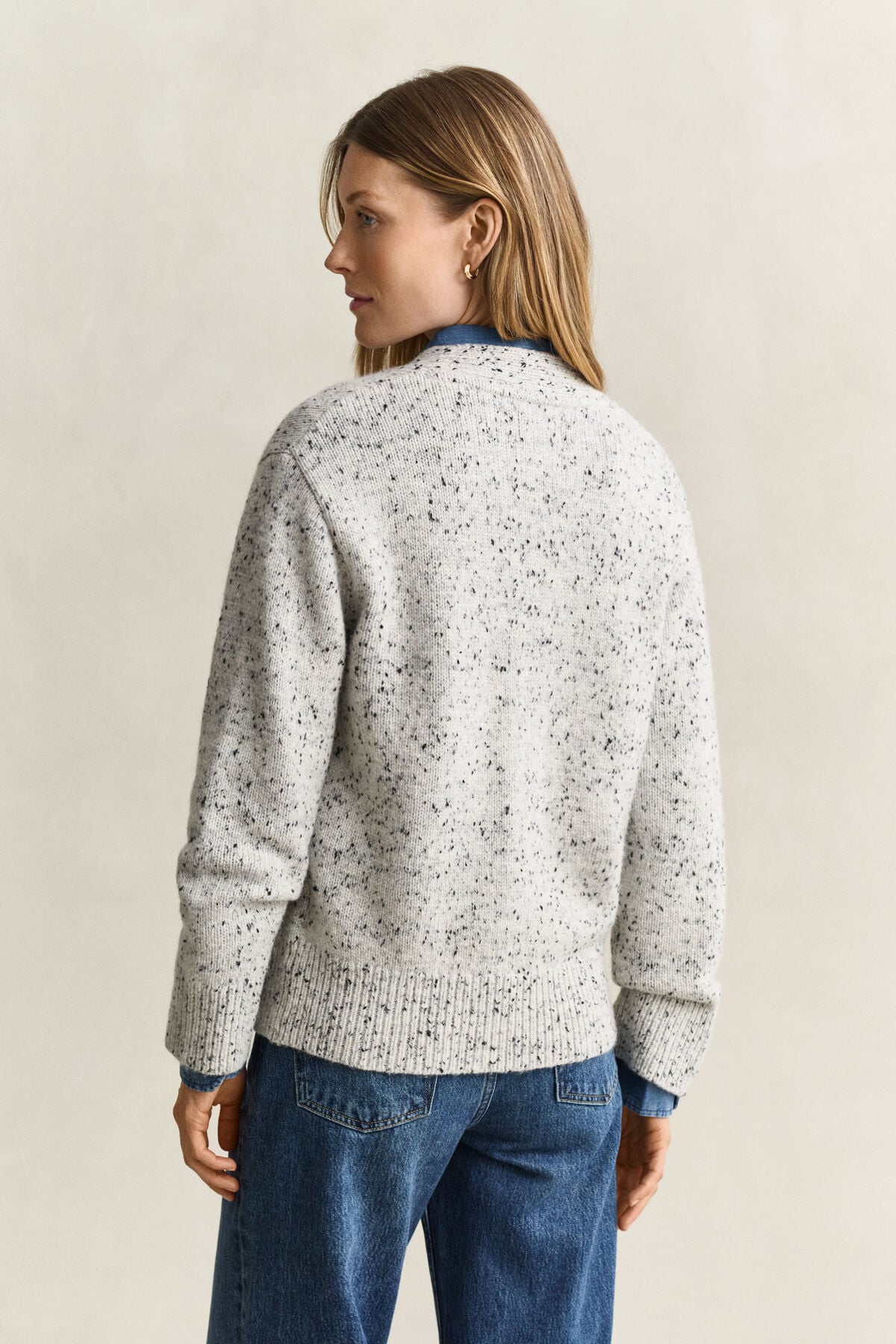 Wool Blend Nepps Cardigan — CREAM