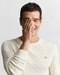 Cotton Cable Knit Crew Neck Sweater