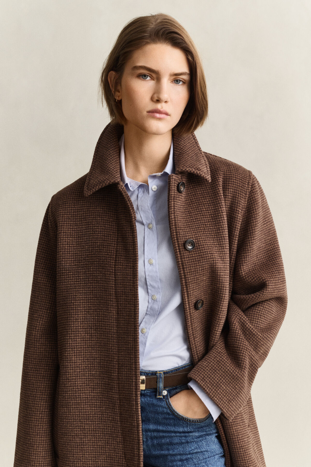 Wool Blend Car Coat — DEEP BROWN