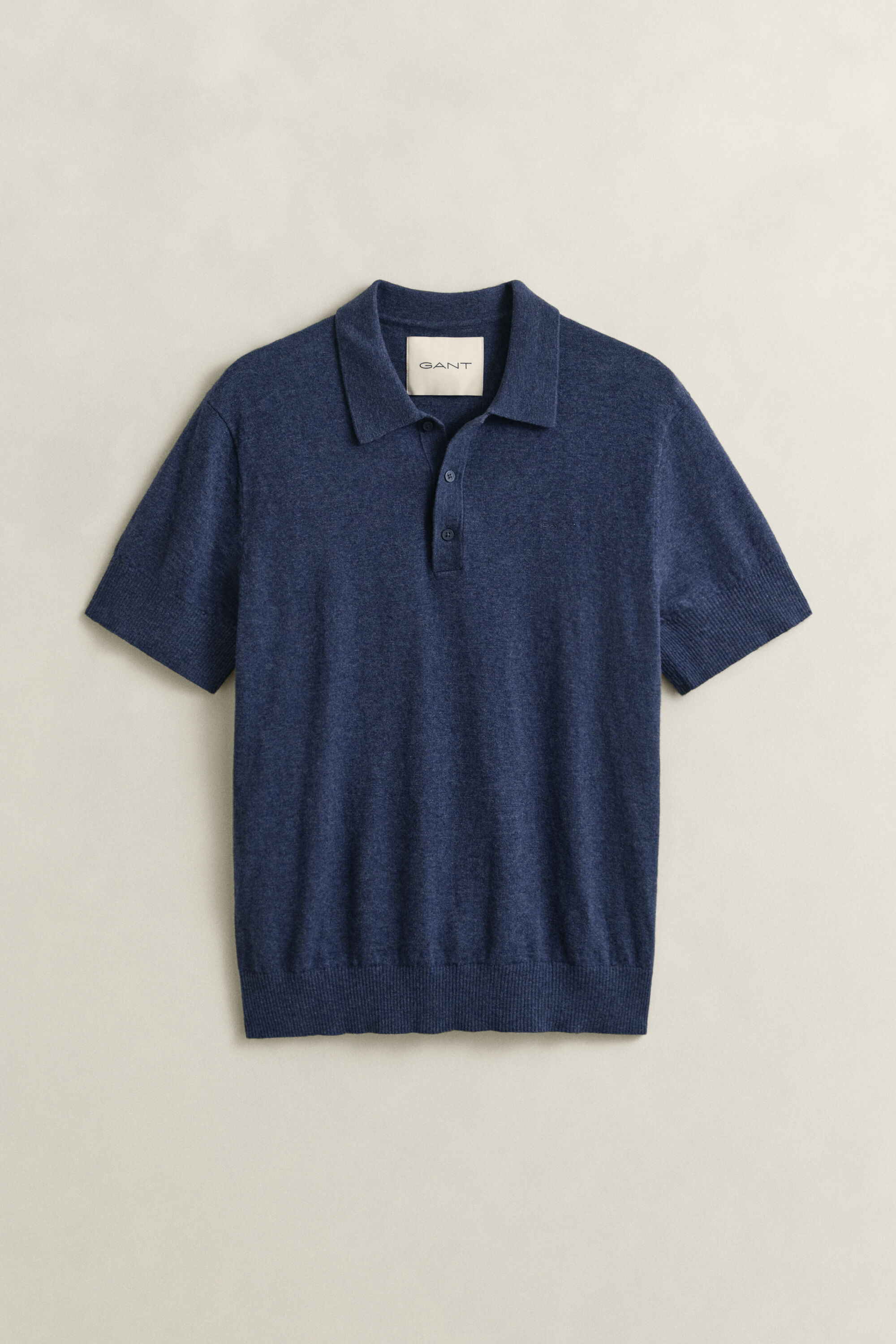 Slub Cotton Blend Short Sleeve Polo Sweater