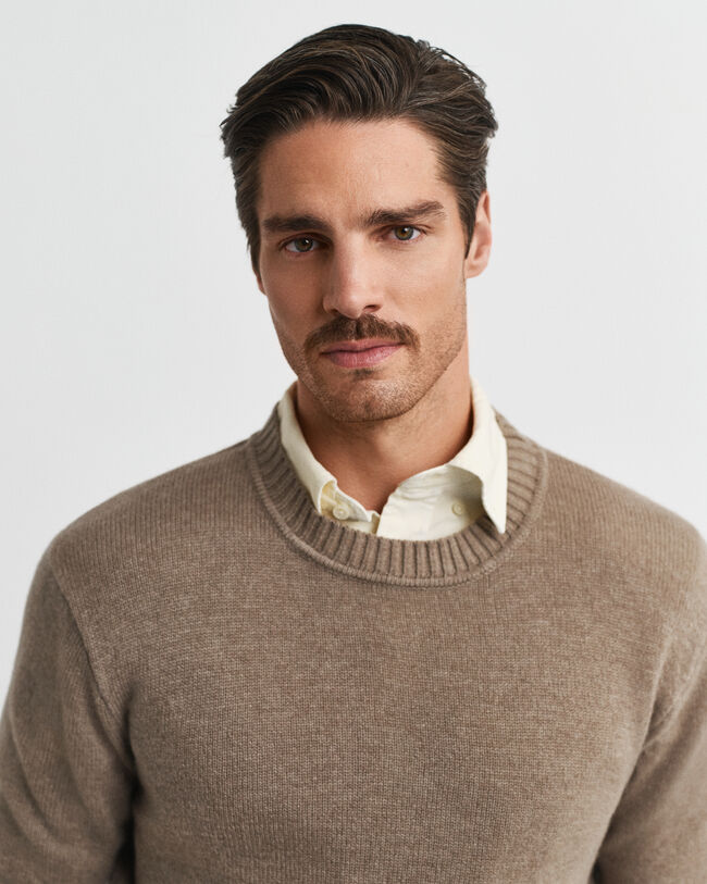 Cashmere Blend Crew Neck Sweater