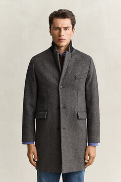 Two-Toned Wool Coat — BLACK GREY 6