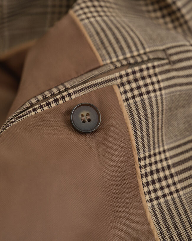 Regular Fit Checked Wool Blend Blazer