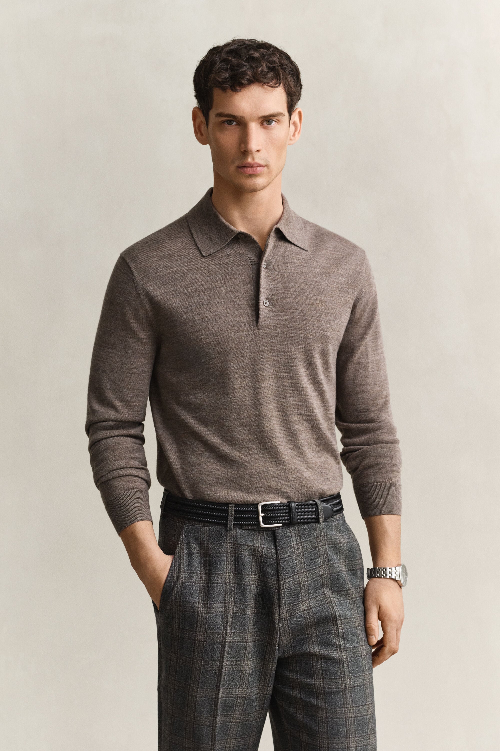 Extra Fine Merino Wool Polo Sweater