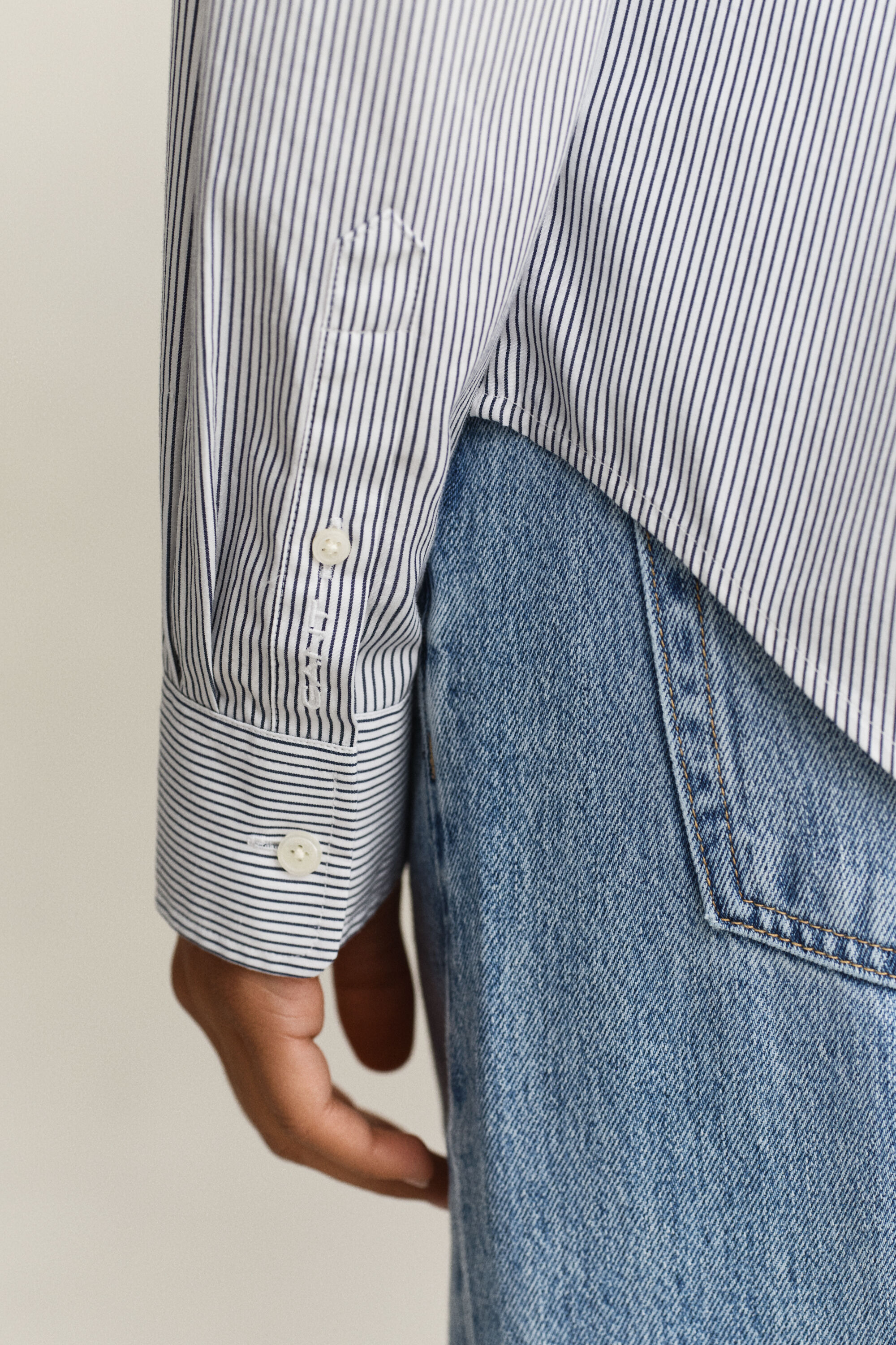 Frilly Striped Cotton Shirt