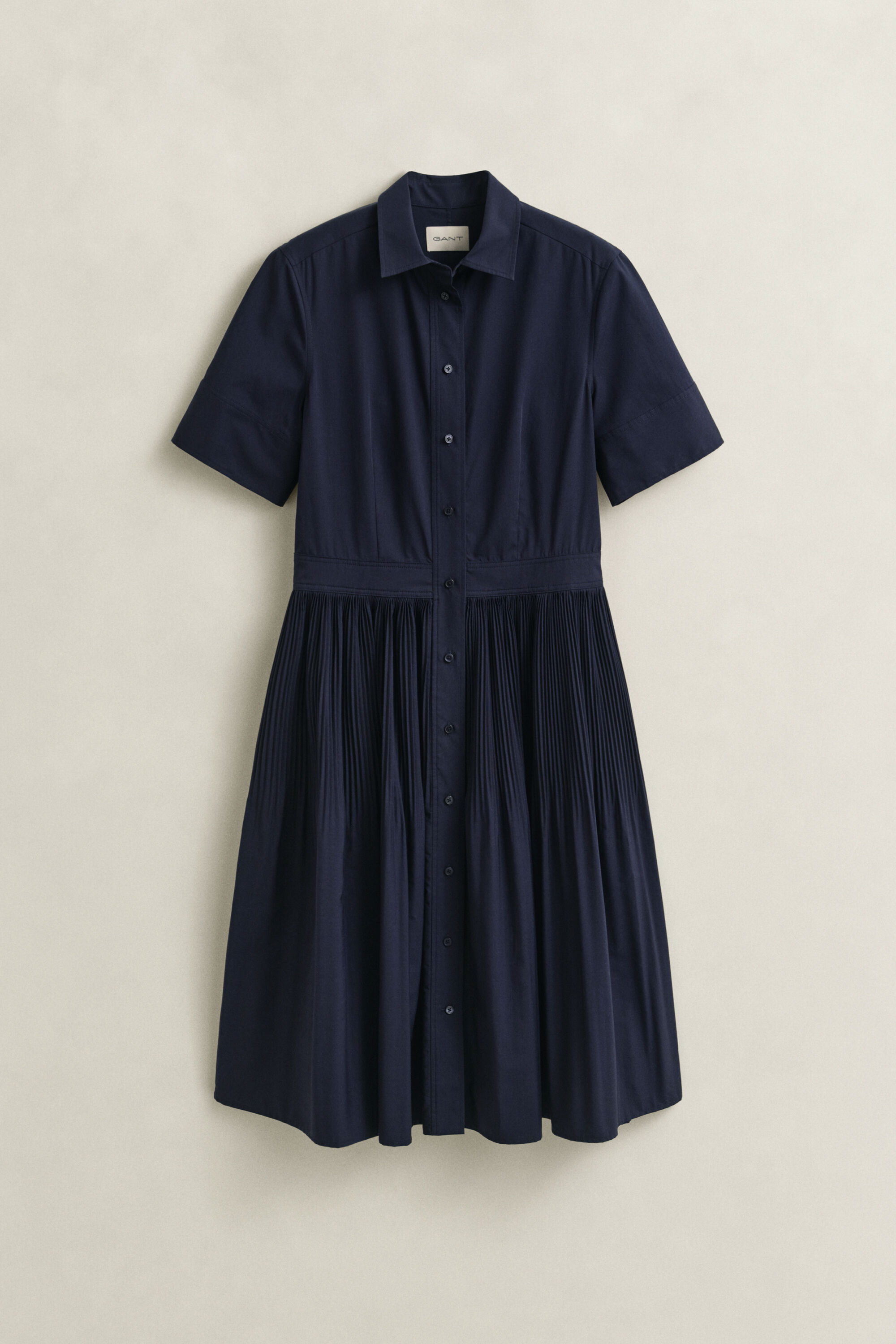 Pleated Cotton Shirt Dress