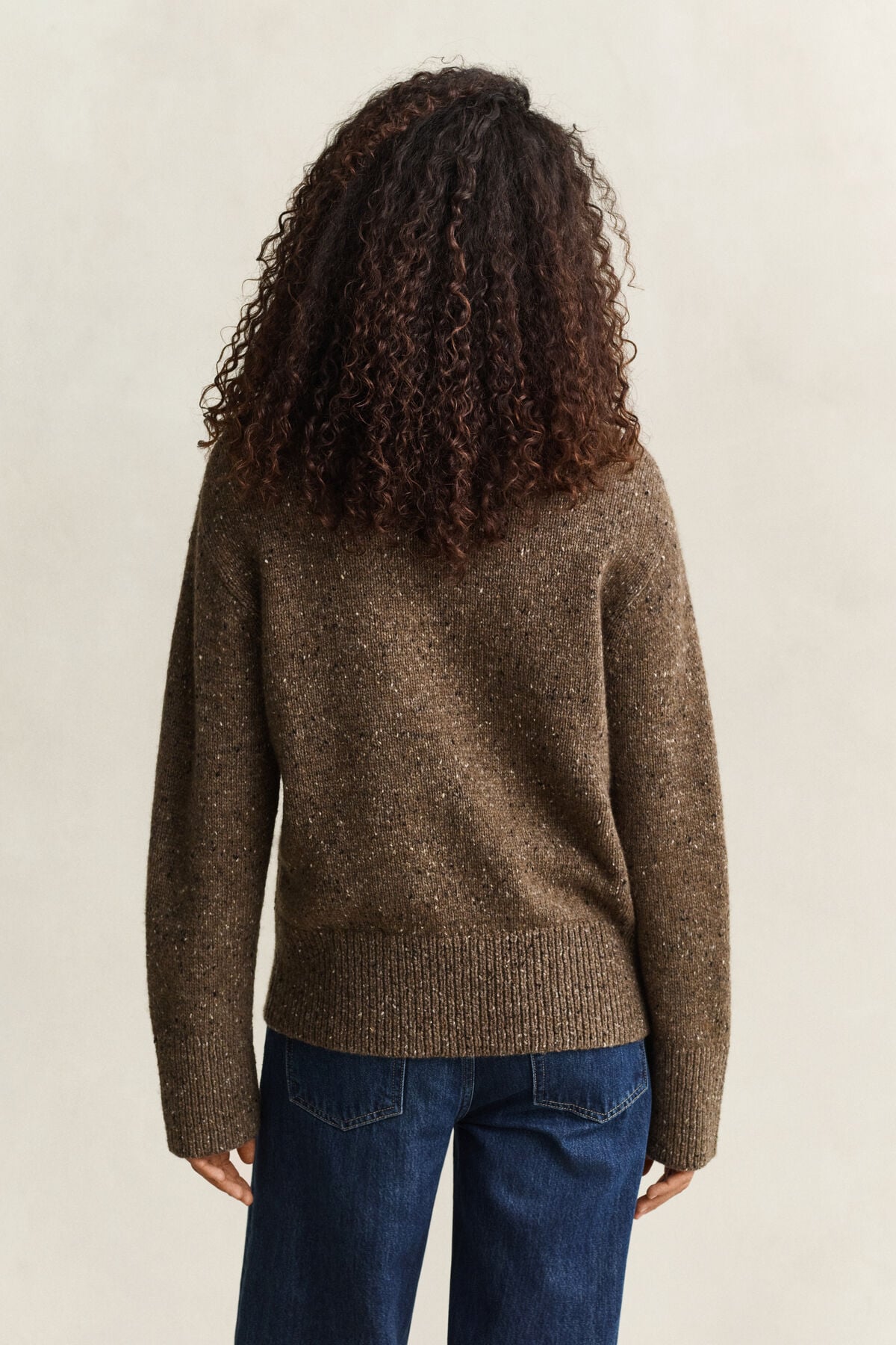 Wool Blend Nepps Sweater — CARAMEL BROWN