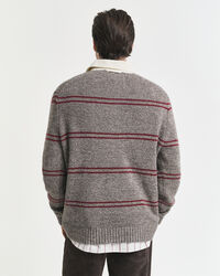 Striped Wool Blend Polo Sweater