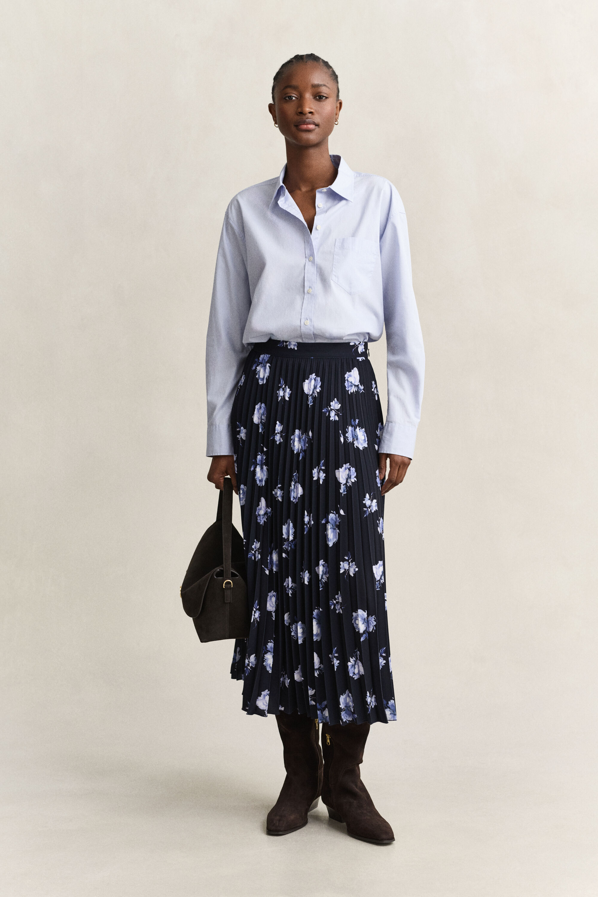 Floral Print Pleated Skirt
