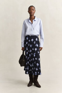 Floral Print Pleated Skirt — EVENING BLUE 6