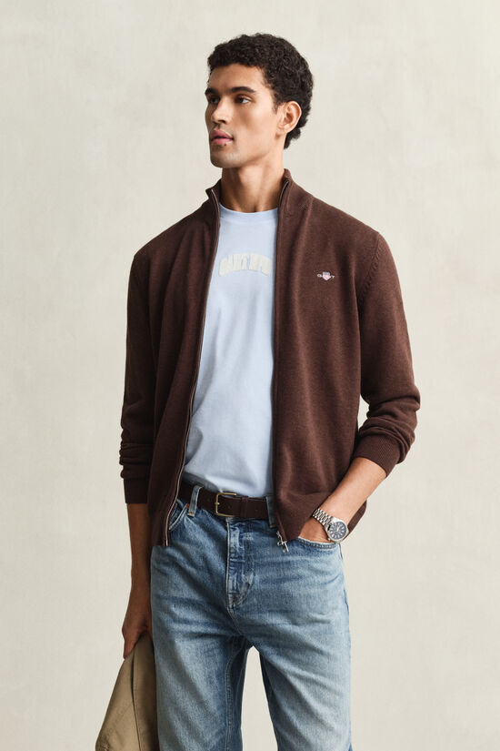 Casual Cotton Zip Cardigan