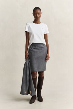 Pinstriped Wool Pencil Skirt — CHARCOAL MELANGE 6