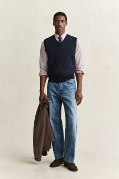 Cotton Wool V-Neck Vest — EVENING BLUE 5
