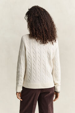 Lambswool Cable Knit Sweater — CREAM 2