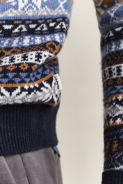 Fair Isle Crew Neck Sweater — EVENING BLUE 3