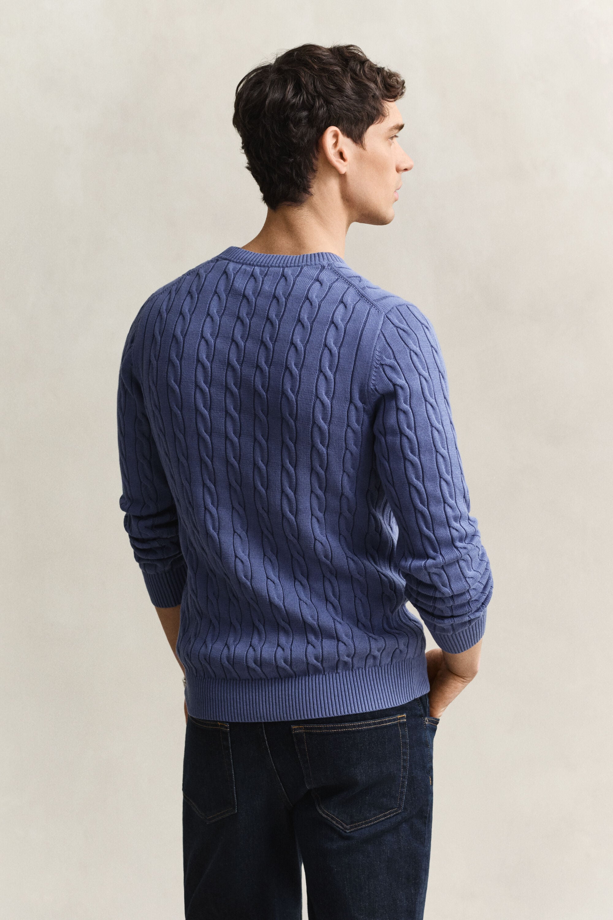 Cotton Cable Knit Crew Neck Sweater