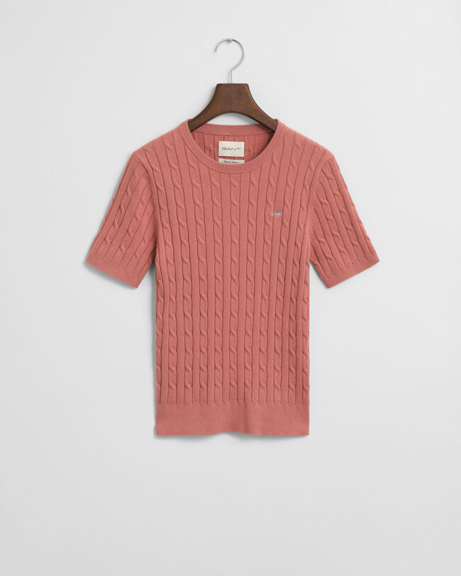 Stretch Cotton Cable Knit Sweater