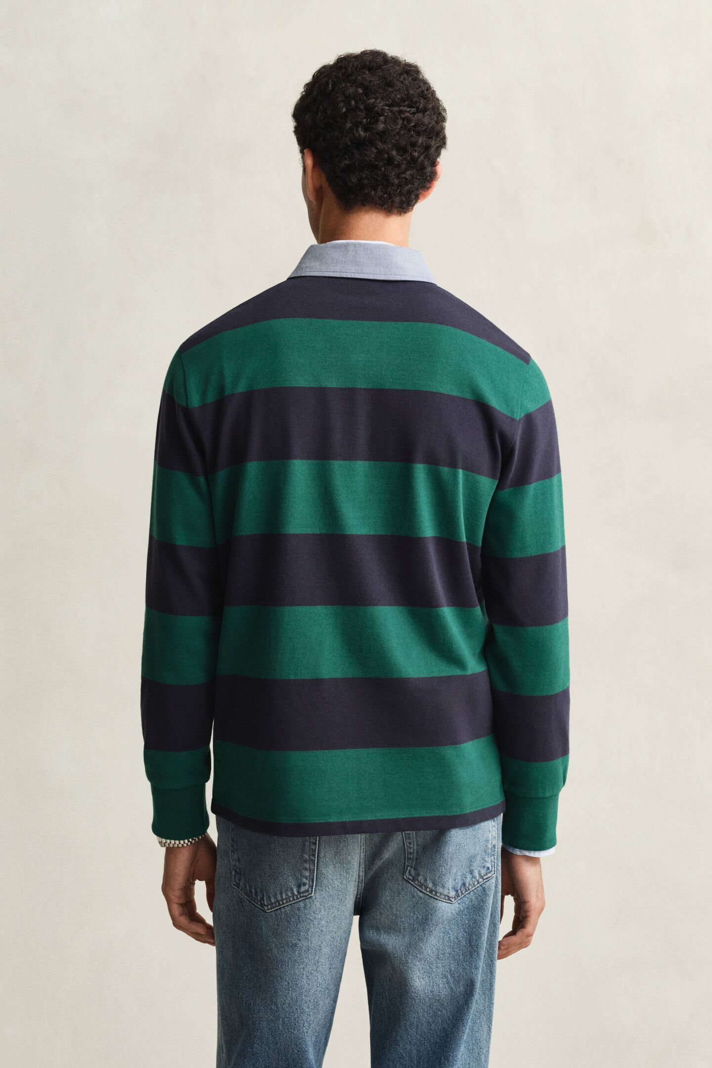 Chambray Collar Striped Heavy Rugger