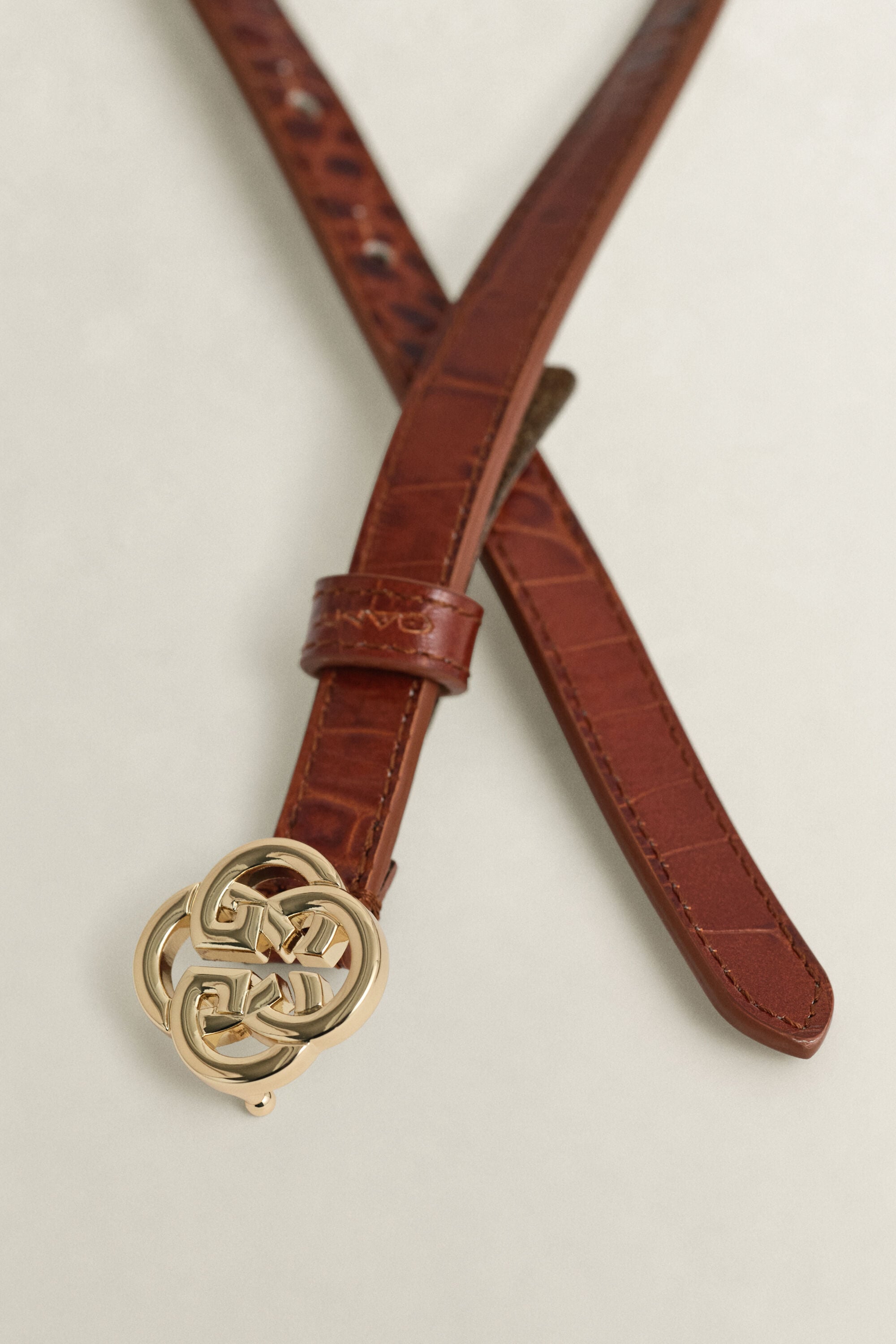 Croc-Effect Monogram Belt