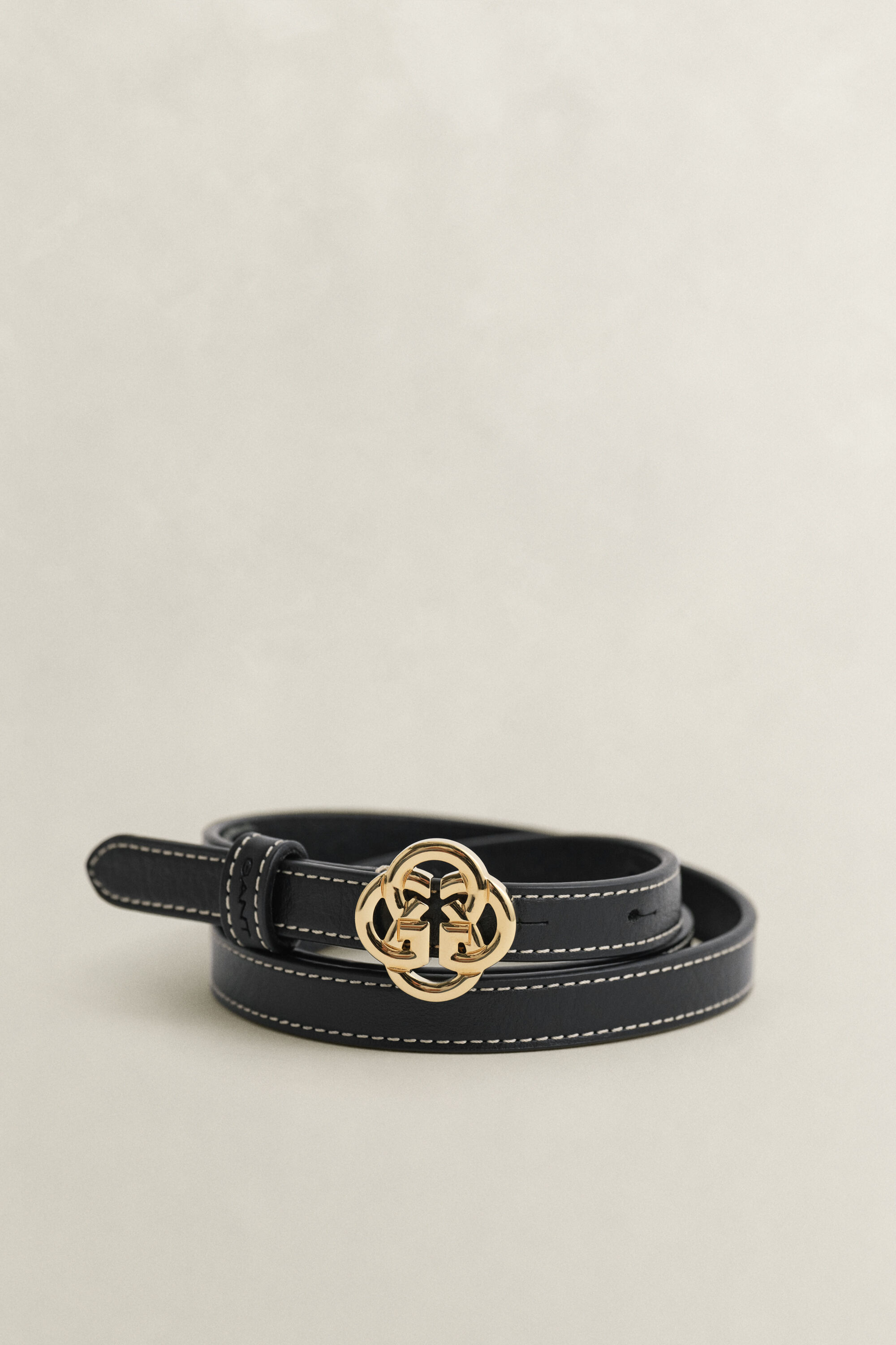 Monogram Buckle Leather Belt