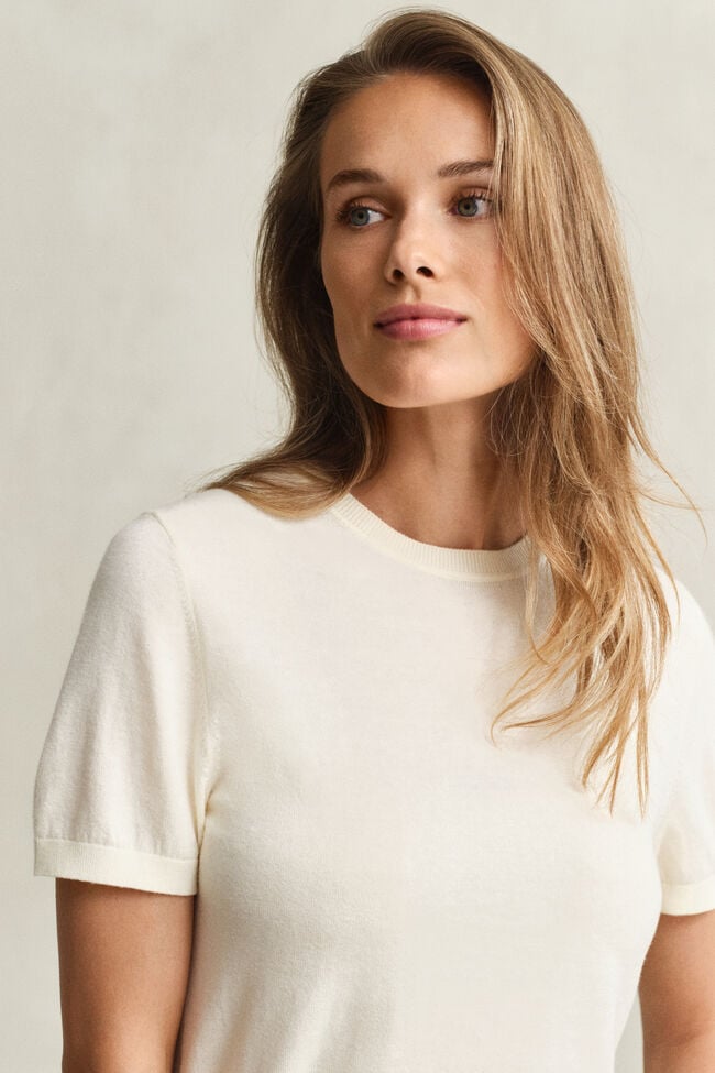 Lightweight Knit Short Sleeve Crew Neck Sweater