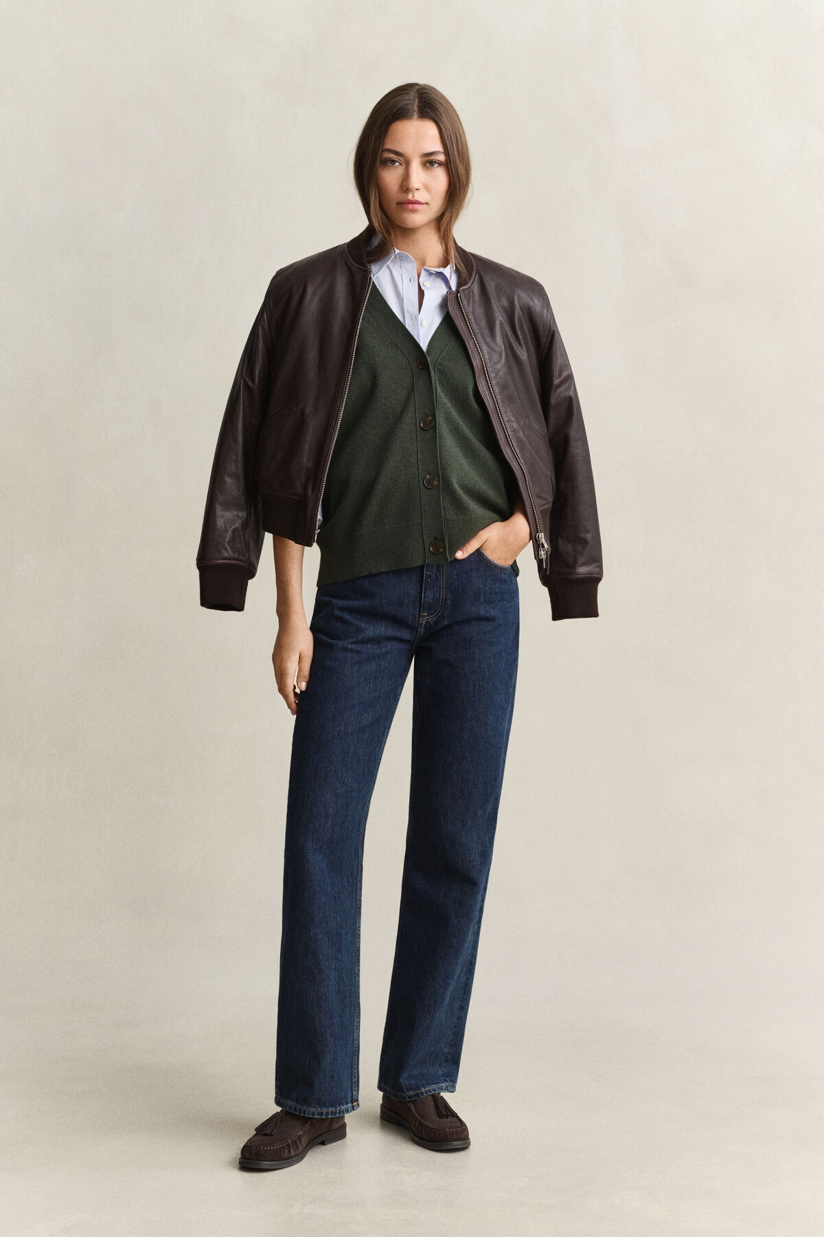 Superfine Lambswool Cardigan — MOSSY GREEN