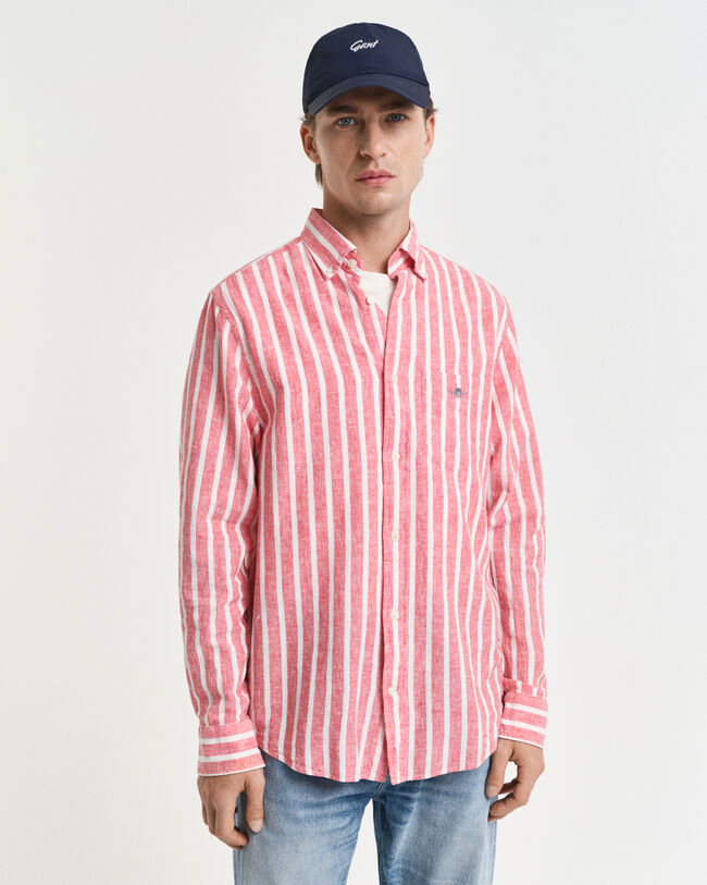 Regular Fit Striped Cotton Linen Shirt