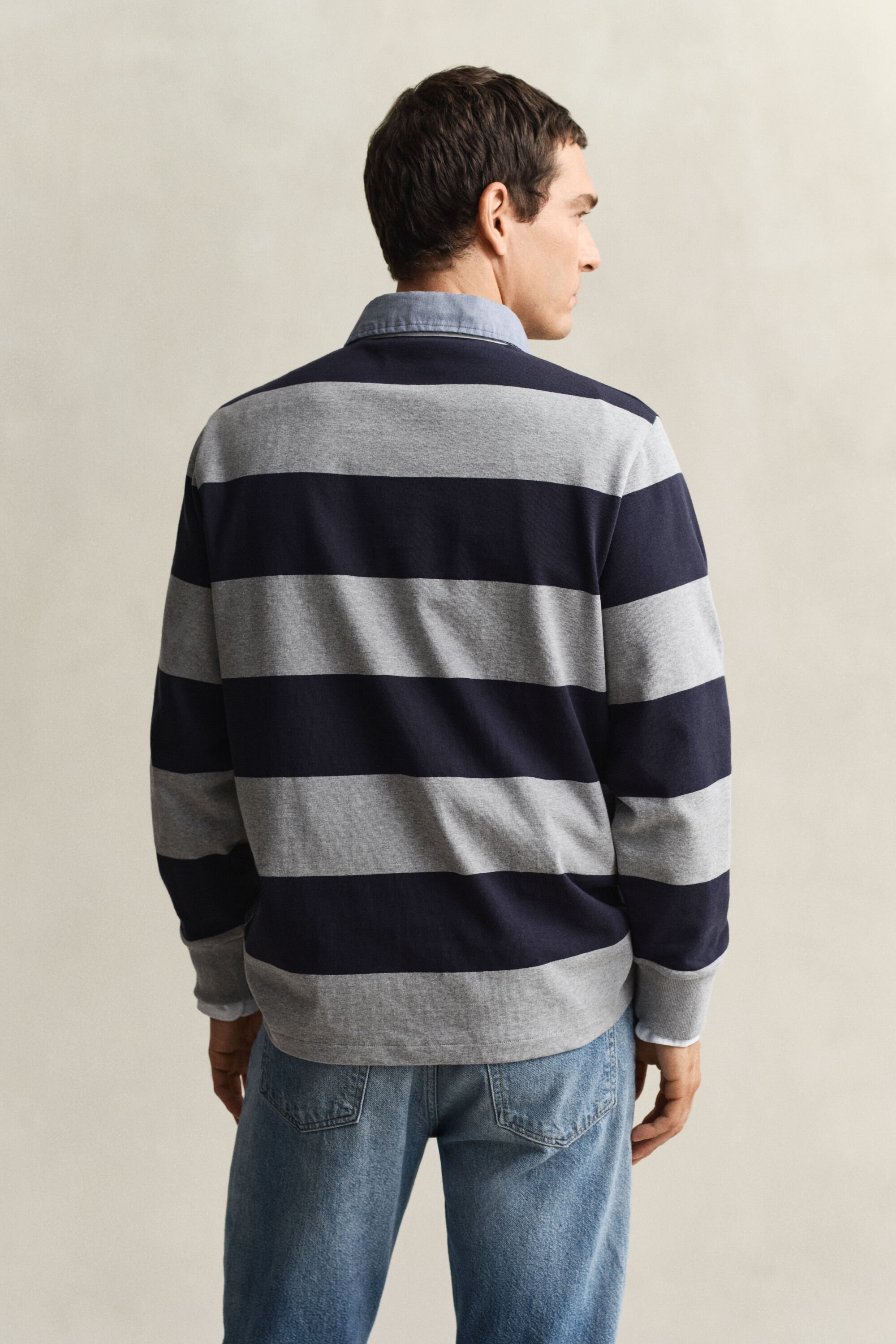 Chambray Collar Striped Heavy Rugger