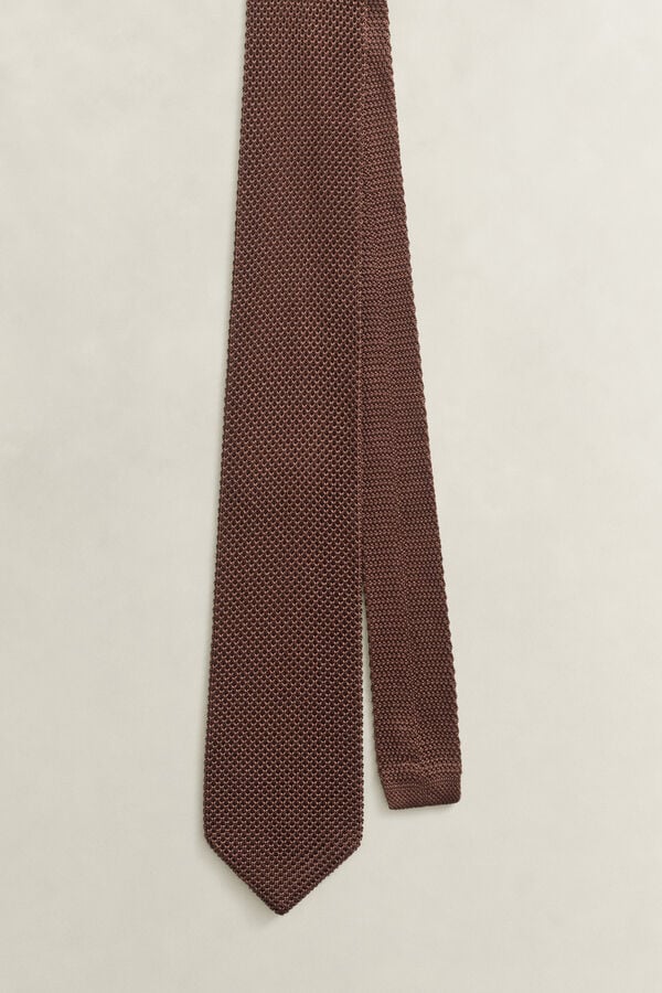 Knitted Silk Tie — SHADOW BROWN