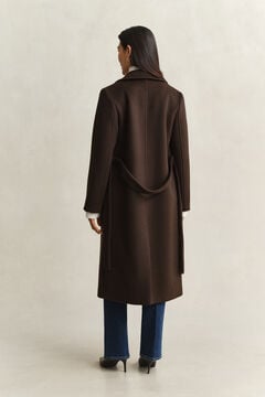 Belted Wool Blend Coat — DEEP BROWN 2