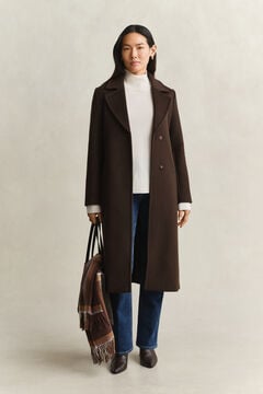 Belted Wool Blend Coat — DEEP BROWN 8