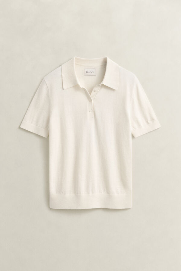 Light Knitted Polo Sweater — CREAM