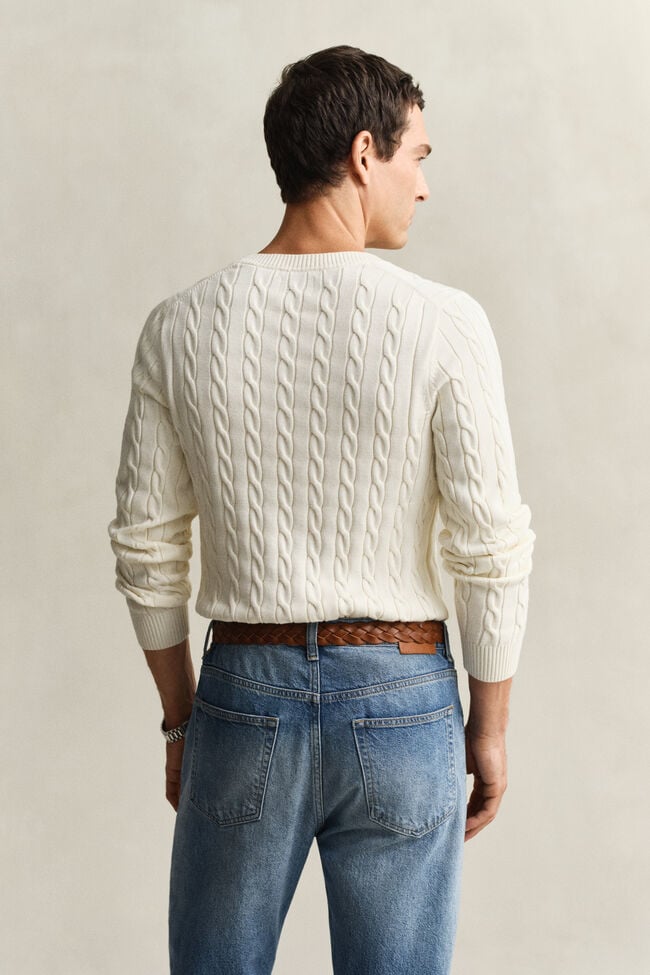 Cotton Cable Knit Crew Neck Sweater