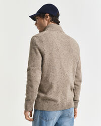 Wool Blend Nepps Half-Buttoned Sweater