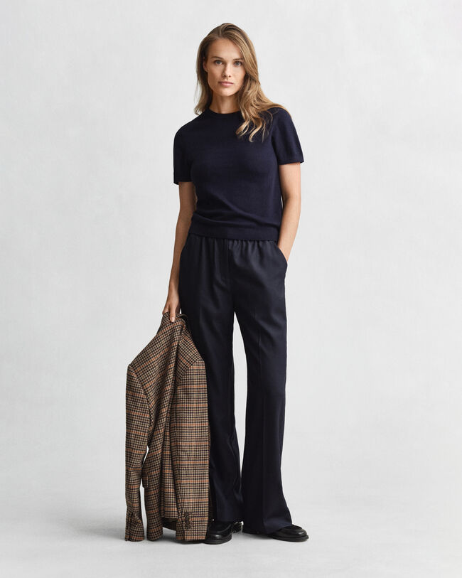 Lightweight Knit Short Sleeve Crew Neck Sweater