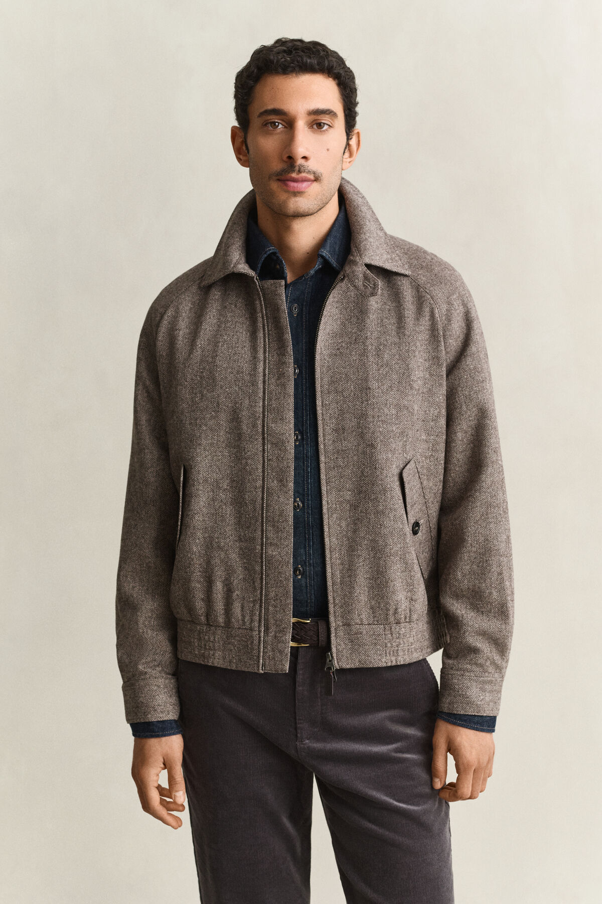 Wool Blend Windcheater Jacket — MIST TAUPE