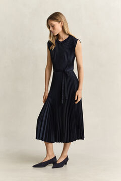 Pleated Belted Dress — EVENING BLUE 5